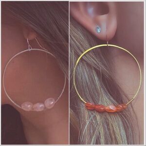 Set of 2! Red and Pink Beaded Hoop Earrings from Etsy